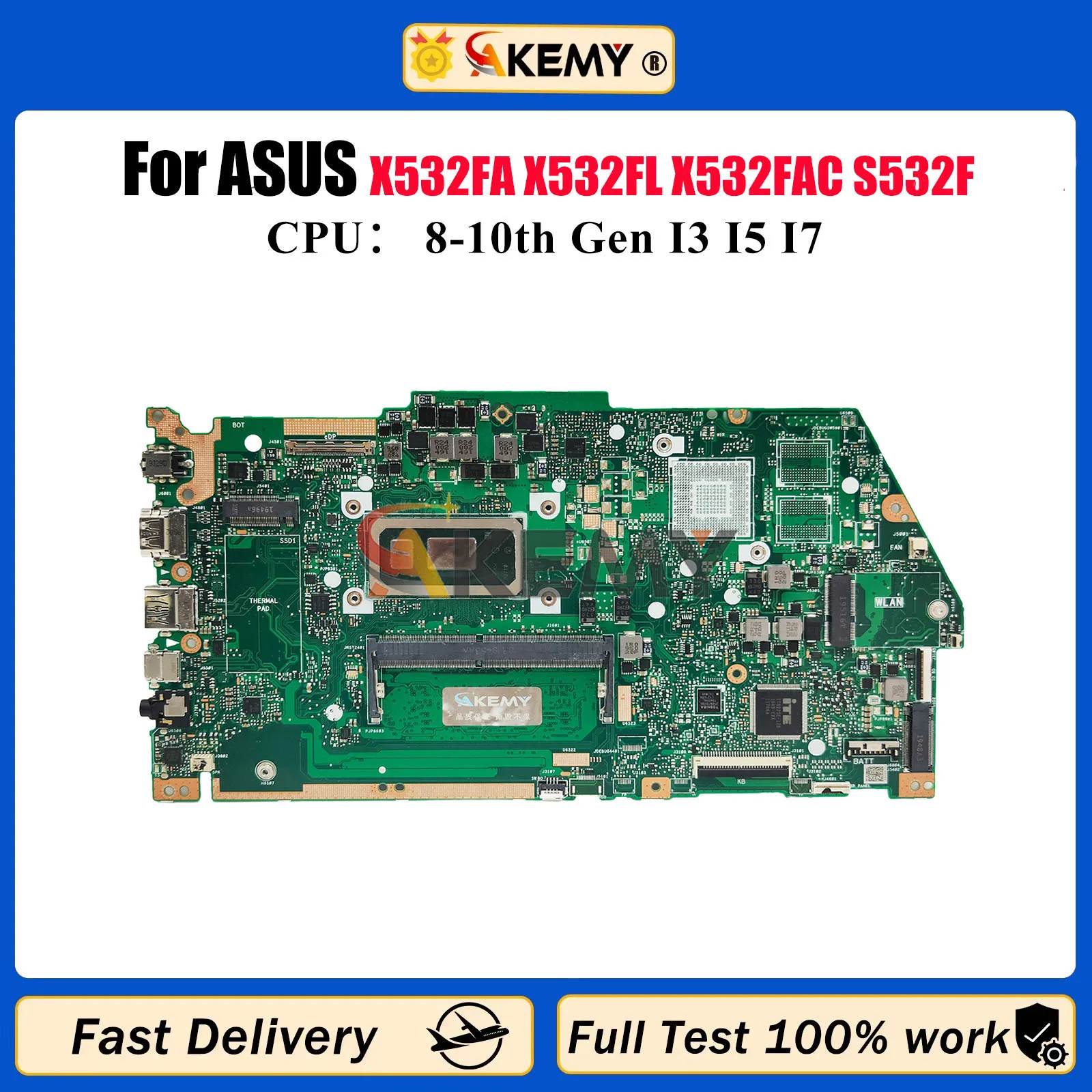 

X532FA Laptop Motherboard For ASUS X532F S5500F S532F K532F V532F S531F K531F V531F X532FL X532FAC X532FL Mainboard I3 I5 I7 CPU