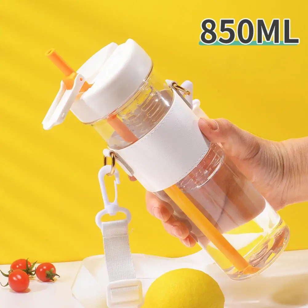 Water Bottle With Straw Food Grade Shatter-Proof Waters Cup Leak Resistant Wide Mouth Water Tumbler Fruit Infuser Water Bottle