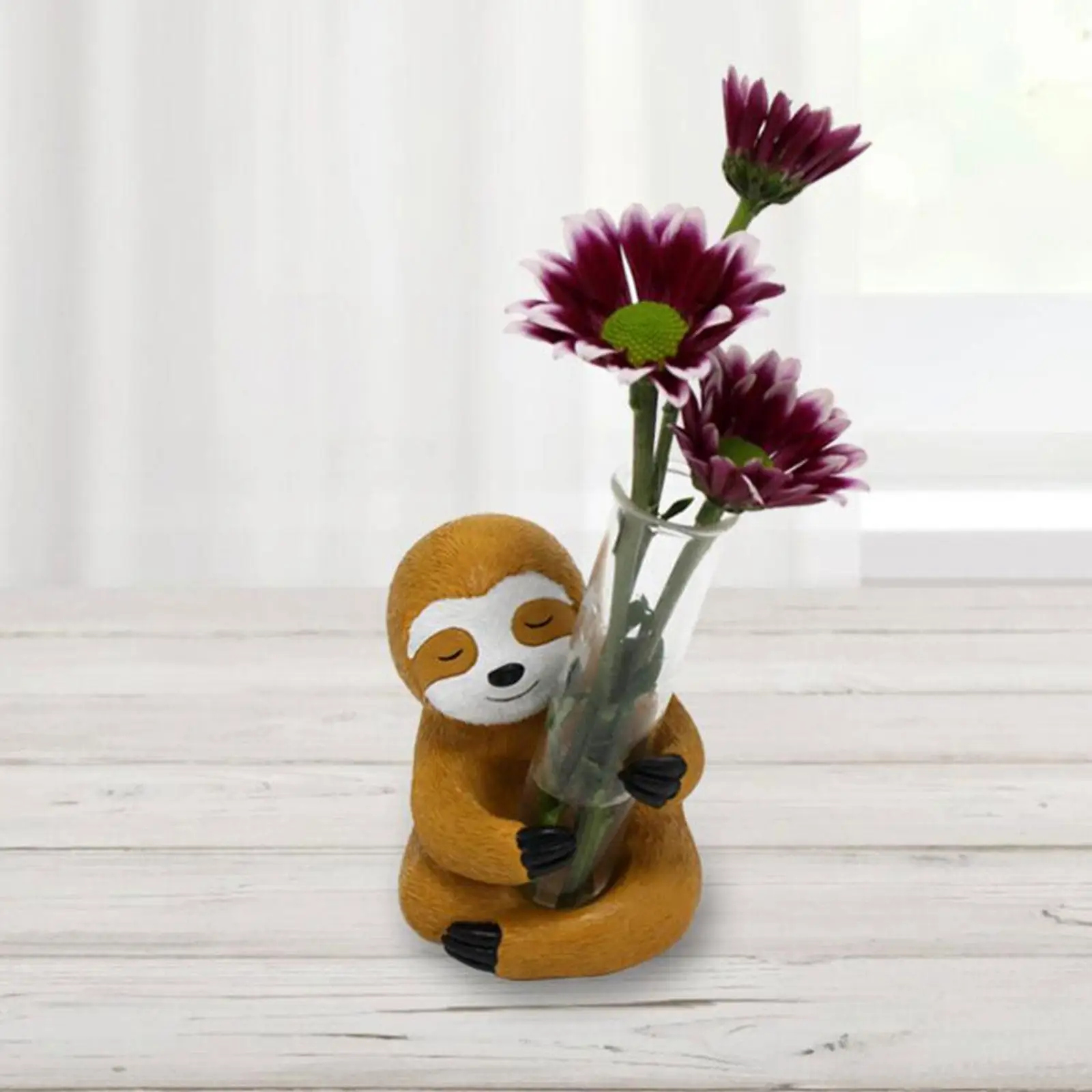Sloth Statue Creative Flower Test Tube Vase for Kitchen Cabinet