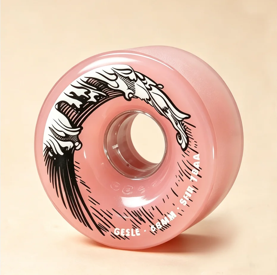 4Pcs/Set LED Flashing Skateboard Wheels, Transparent Crystal Aurora PU Wheels for Double Kick Skateboard Longboard Street Cruisi