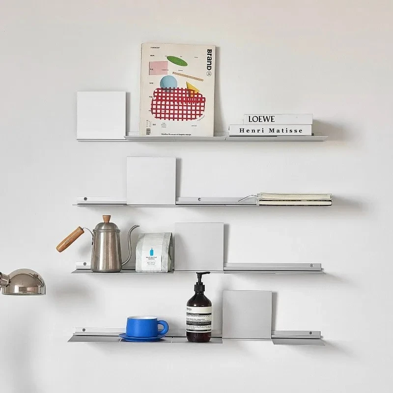Wall Mounted Foldable Storage Rack Wall Aluminum Alloy Straight Shelf Wall-mounted Bauhaus Display Rack Decorative Rack