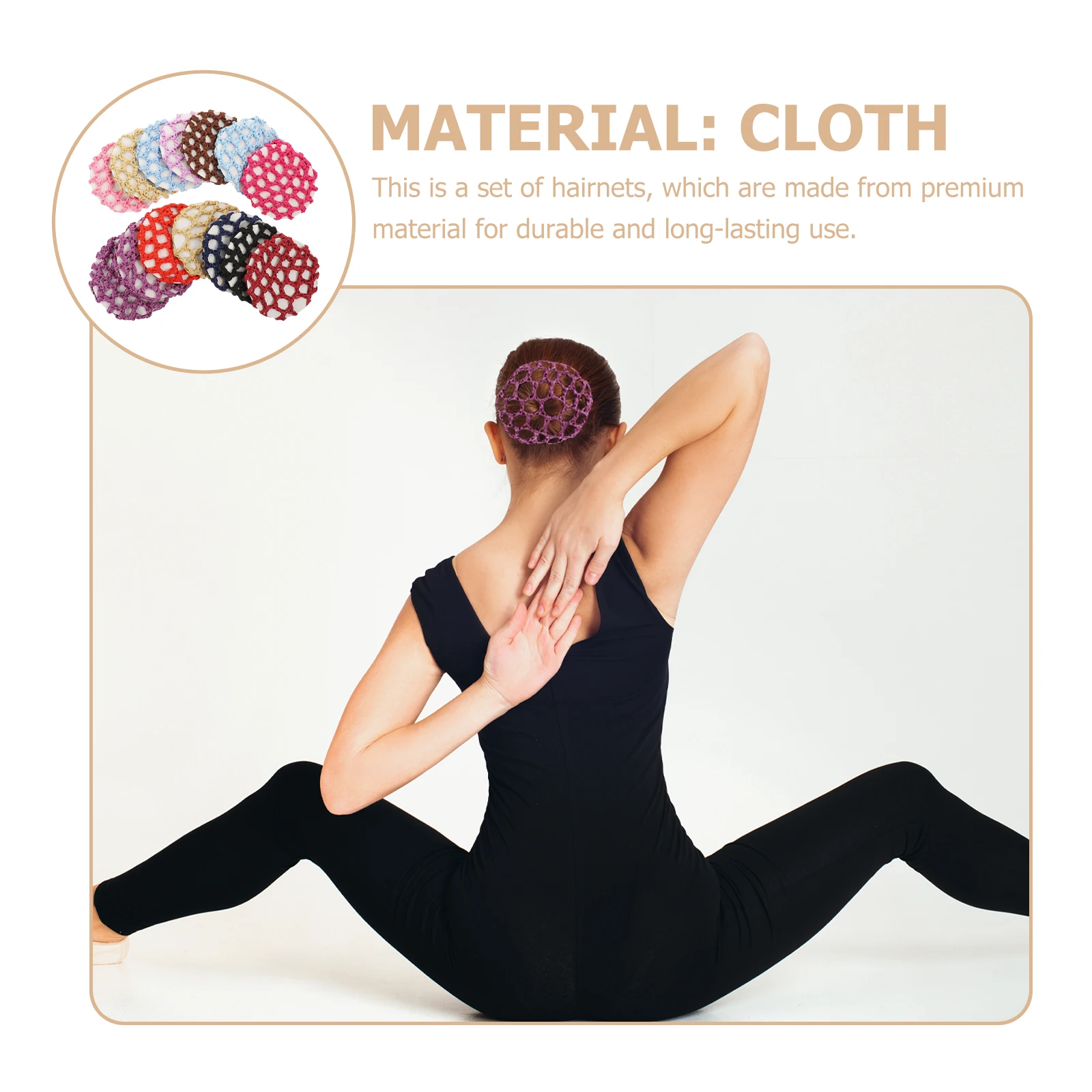 

14pcs Handmade Knit Mesh Women Net Mixed Color Durable Professional Bun Cover Snood For Dancer Flight Attendant Reusable Hair