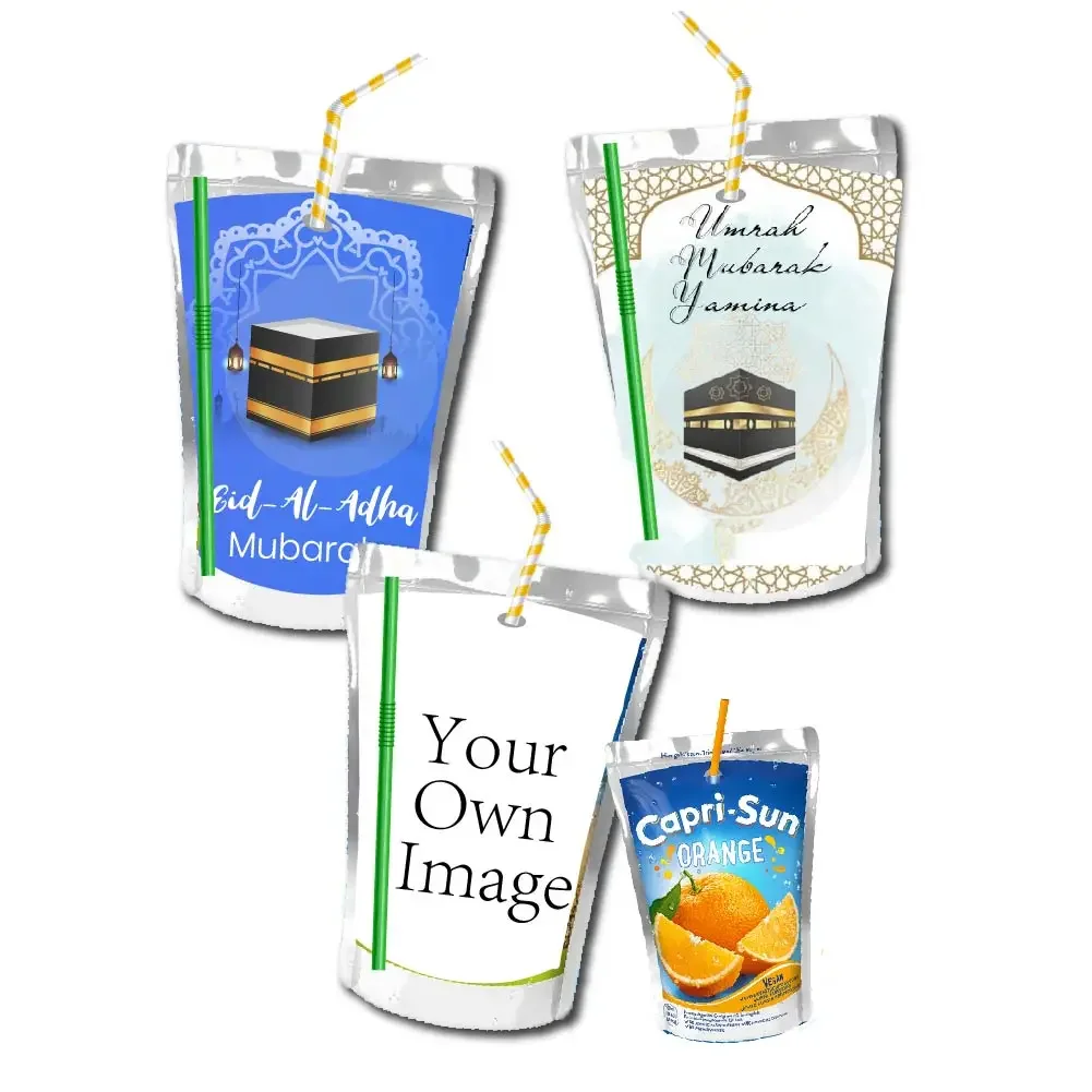 20 Makkah Mecca Hajj Arabic Muslims Islamic Juice Pouch Labels Favor Tag Water Bottle Candy Box Soap Bubble Stickers Party Decor