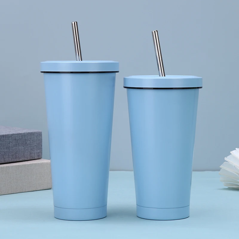 Stainless steel straw cup portable large capacity insulated water cup beautiful stainless steel coffee cup