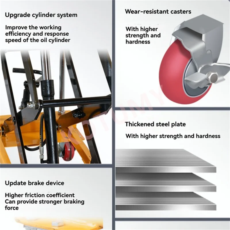 150kg Folding Lifting Platform Hydraulic Cart Lifting Trolley Heavy-duty Double Shear Single Wheel Cart