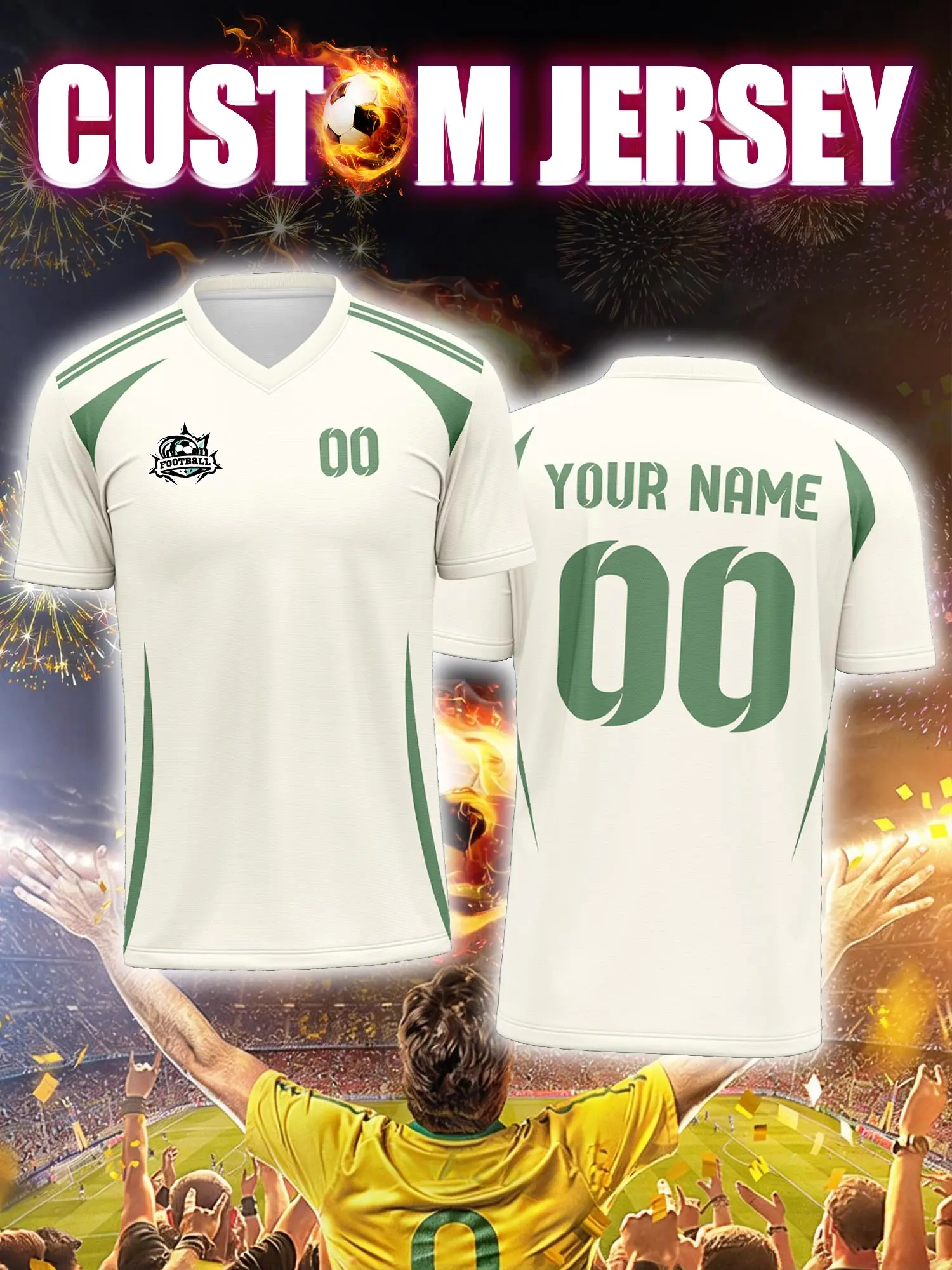 

Футбольная форма на заказ с индивидуальным изображением, номером и именем, мягкая, комфортная, для игры на весь день.