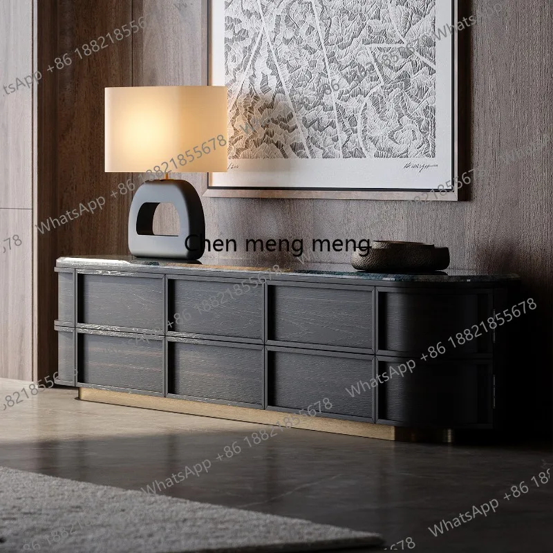 Creative living room TV cabinet, villa mansion living room matching luxury stone TV cabinet