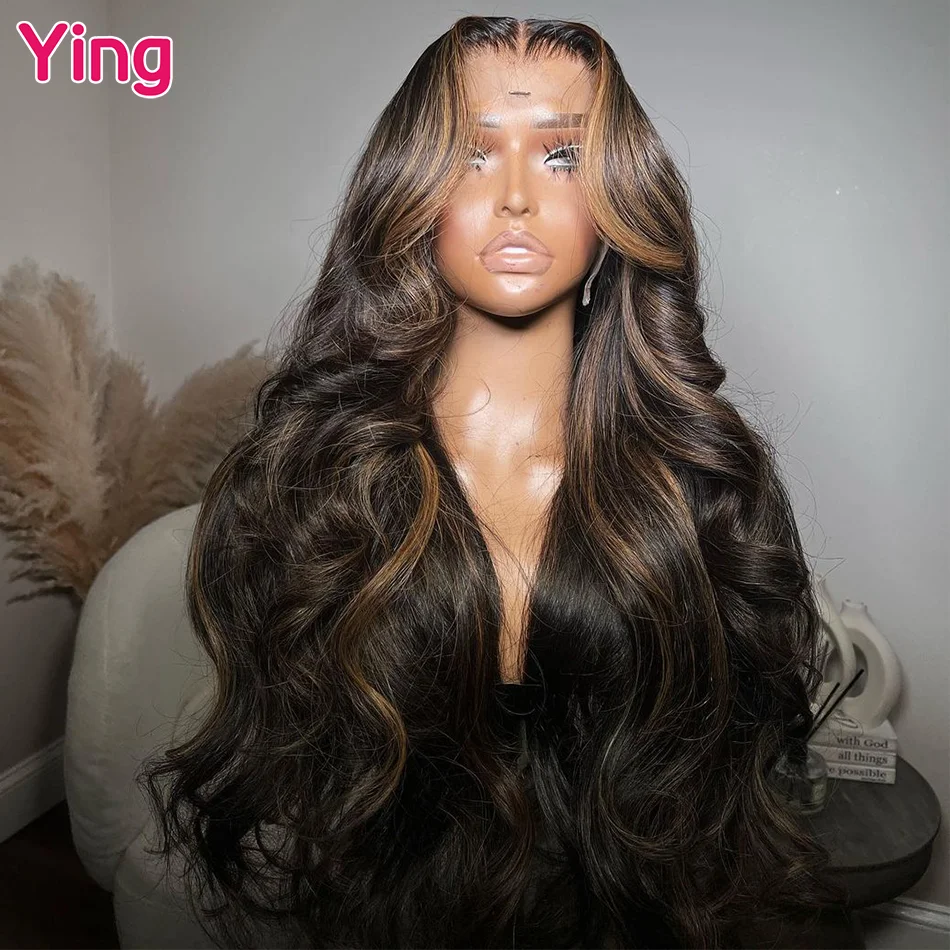 

Ying 34 Inches 4/27 Highlight Brown Body Wave 13x4 Transparent Lace Frontal Wig 13x6 Lace Front Wig PrePlucked With Baby Hair