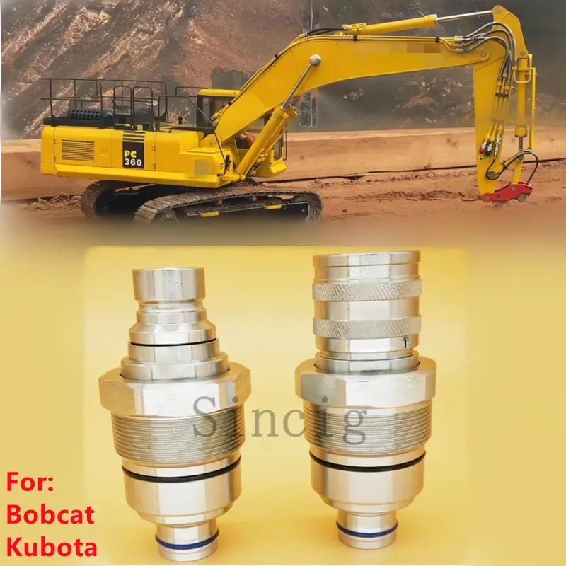 

Male Female Flat Coupler Kits Hydraulic Quick Coupler for Bobcat Kubota Tractor Excavator Loader Versahandlers 7246802 7246799