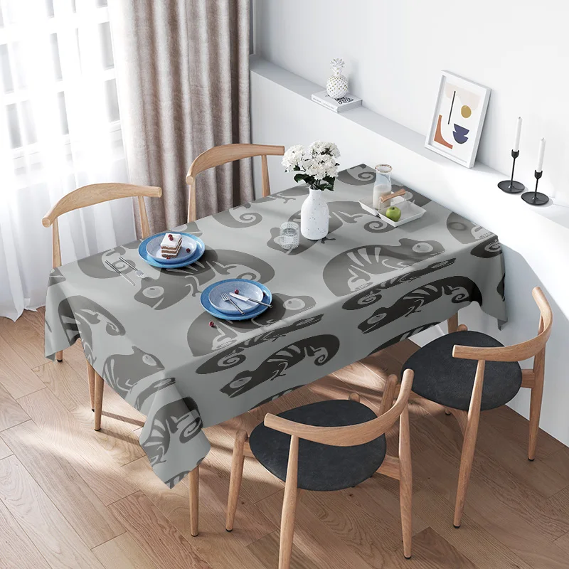 Modern Grey Tablecloth with Cartoon Design for Home Decoration in Dining Room or Kitchen Size150x240cm