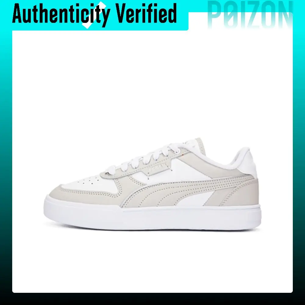 PUMA CAVEN DIME Tênis de Skate Unissex de Couro Resistente à Abrasão Cano Baixo Cinza e Branco 384953-11