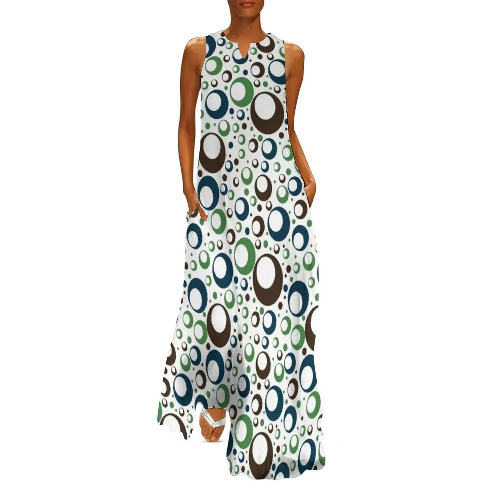 

Retro 60s Pattern Long Dress dress women summer Beachwear Dress