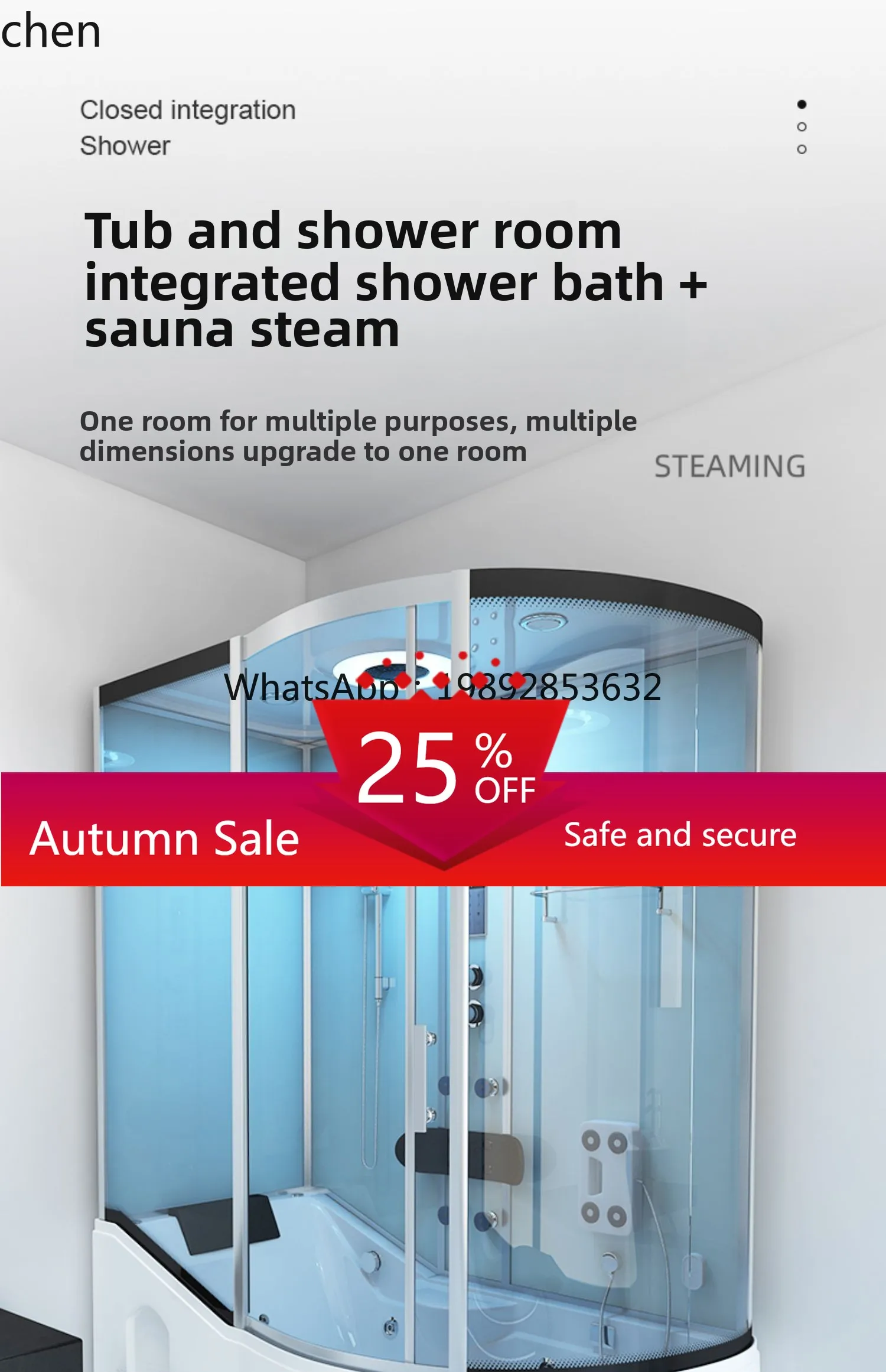 

bathtub shower room integrated luxury multi-functional warm steam acrylic shower room