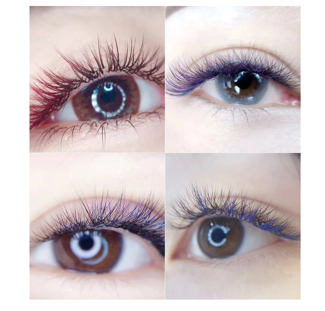 NATUHANA Dunkelfarbene Wimpernverlängerung, individuelle natürliche falsche Nerz-bunte Wimpern, grau-blaue Wimpern für Party-Make-up – Detail 11
