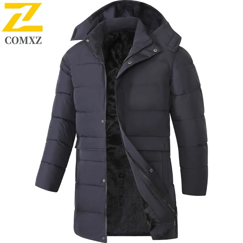 เสื้อแจ็คเก็ต COMXZ แบบมีฮู้ดสำหรับผู้ชาย เสื้อแจ็คเก็ตบุหนาสำหรับกิจกรรมกลางแจ้ง เสื้อพาร์กาอุ่นหนาสำหรับใส่ทำงานหรือพักผ่อน สวมใส่สบาย เบา เหมาะสำหรับฤดูหนาว ทำจากผ้าฝ้าย