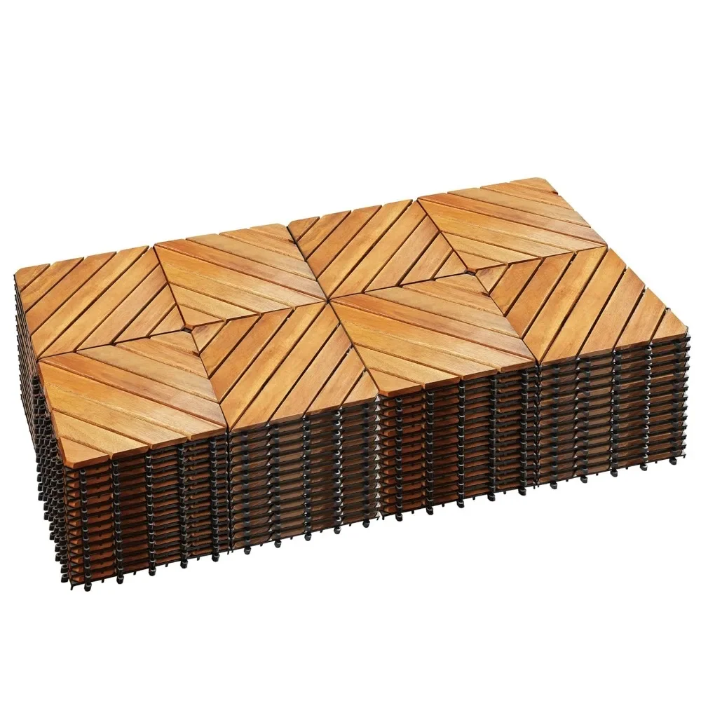 108-162-216 PCS FSC Certified Acacia Wood Interlocking Patio Deck Tiles - 12