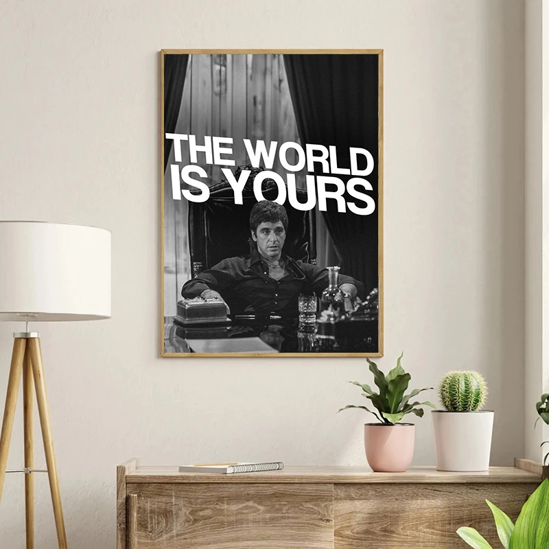 Scarface Pulp Fiction Leon Movie Poster Black and White Inspirational Wall Art Classic for Living Room Home Decor Cuadros