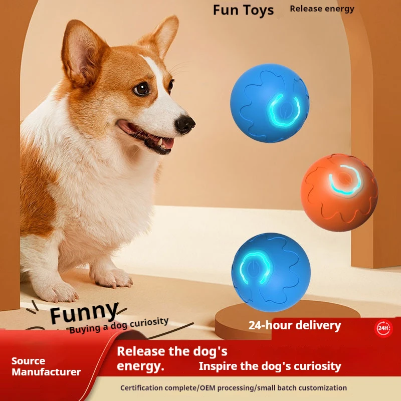 Automatic Moving Dog Toy Ball Smart USB Jumping Rotating Interactive Dog Chew Toy Ball for Puppy Ball Toys