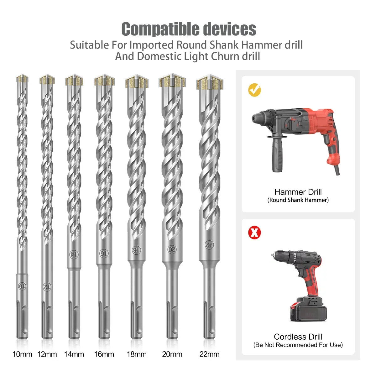 1 PC 8-25mm Diameter Cross Bit,Alloy Electric Hammer Drill Concrete Through Wall Hole Impact Drill Bit,For Electric Drill Bits
