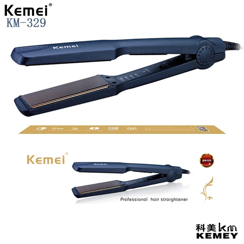 

Kemei KM-329 Professional Hair Straightener Electric Hair Curler Flat Iron Negative Ion Curling Dryer and Straightening Brush