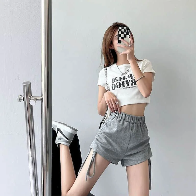 A-line Shorts for Women Summer Sale Korean Style Drawstring Hot Pants Elastic Waist Sweatpants Women Clothing Fitness Yoga Pants