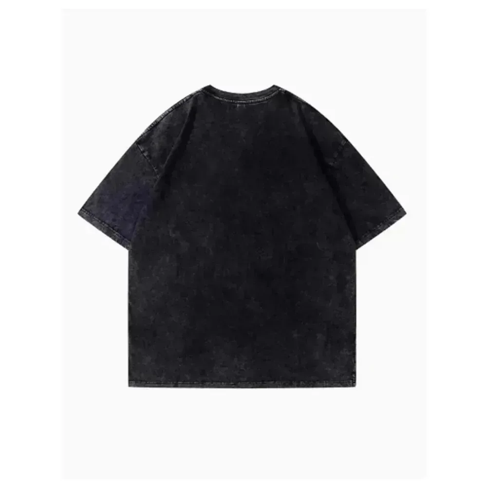 American Retro Trendy Doll Printed Washed T-shirt Street Washed Cotton Loose Neutral T-shirt Fashion Trend Y2K