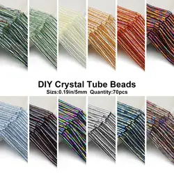 4x2mm 70pcs AB Color Round Tube Austrian Crystal spacer Beads Cylindrical Glass Loose Beads for Jewelry Making DIY Braceket