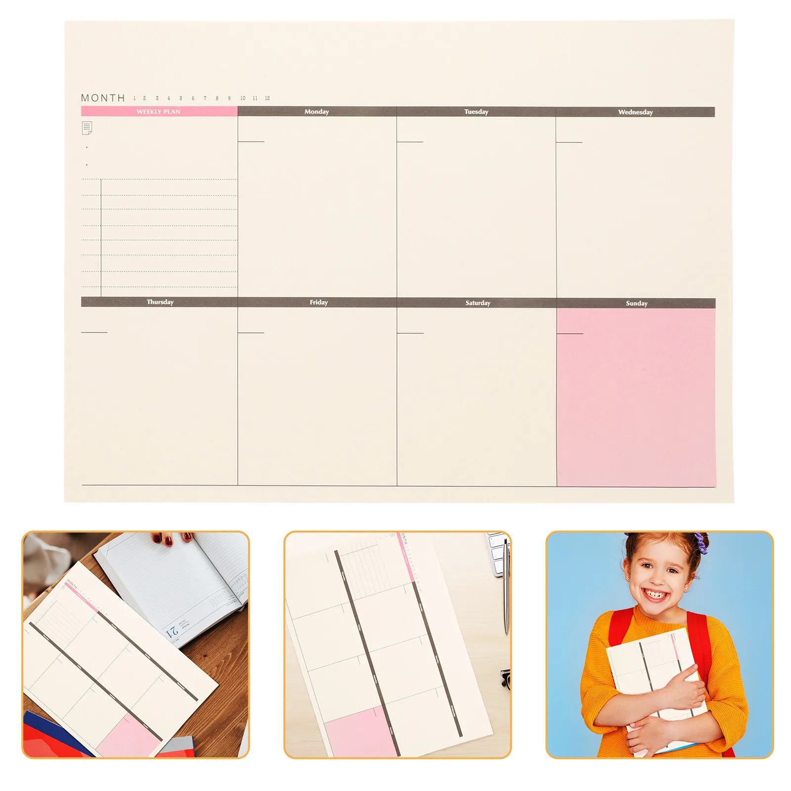 A4 Size Weekly Schedule Planner Desktop to Do List Tearing Memo Pad School Office Organizer Weekly Plan Desk Pad