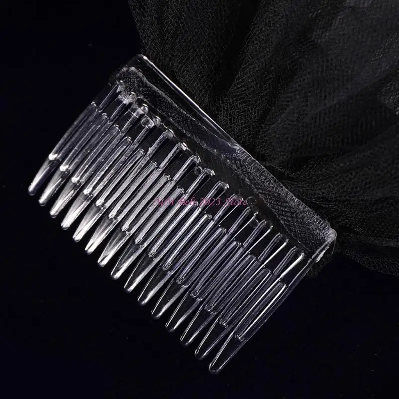 49ME نساء بسيط قصير الحجاب غطاء الرأس الأسود تول الحجاب لحفلات الزفاف هالوين كرنفال خمر زي الدعائم الحفلات #3