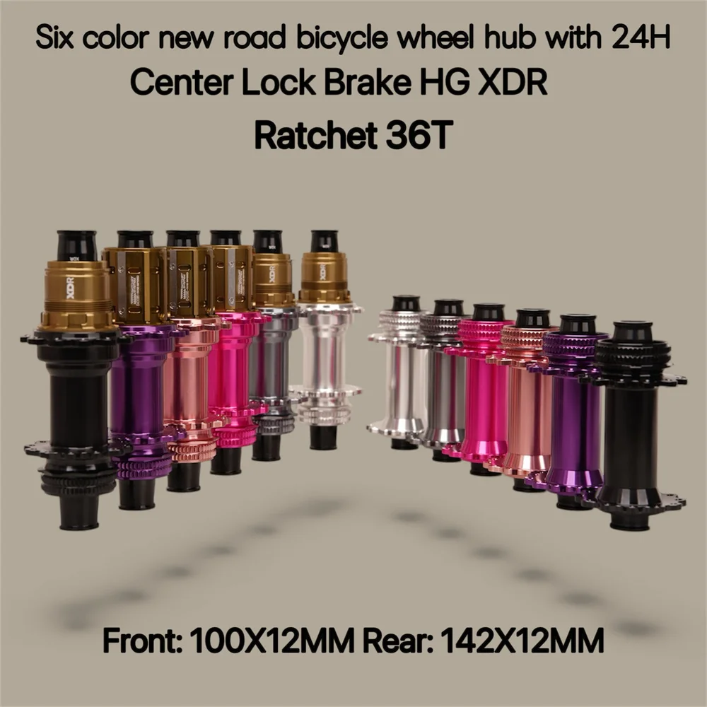 

New Six Colors Road Bike Hub 24Hole J-bend Spoke Center Lock Brake HG/XDR Hub Body Bearing 36T Ratchet For Gravel ROAD Bike