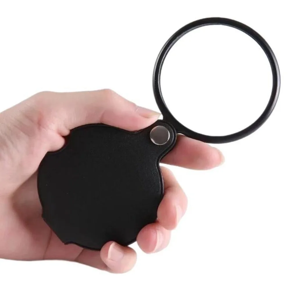 Portable 50/60/70mm Small Magnifying Glasses Handheld Leather Protective Case Pocket Magnifier Mini Folding Magnifying Reading