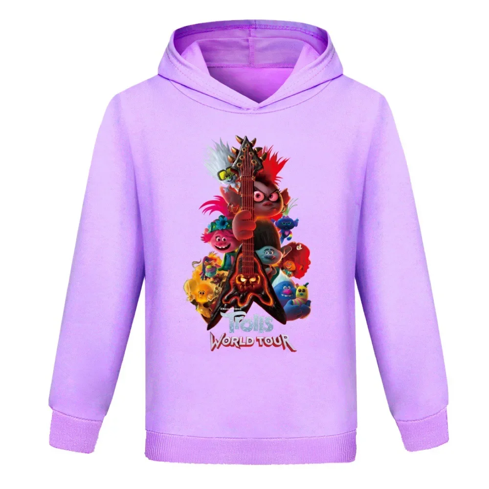 Sudadera con capucha para niño y niña, camiseta de manga larga con estampado de trolls WORLD TOUR, ropa de invierno, 609