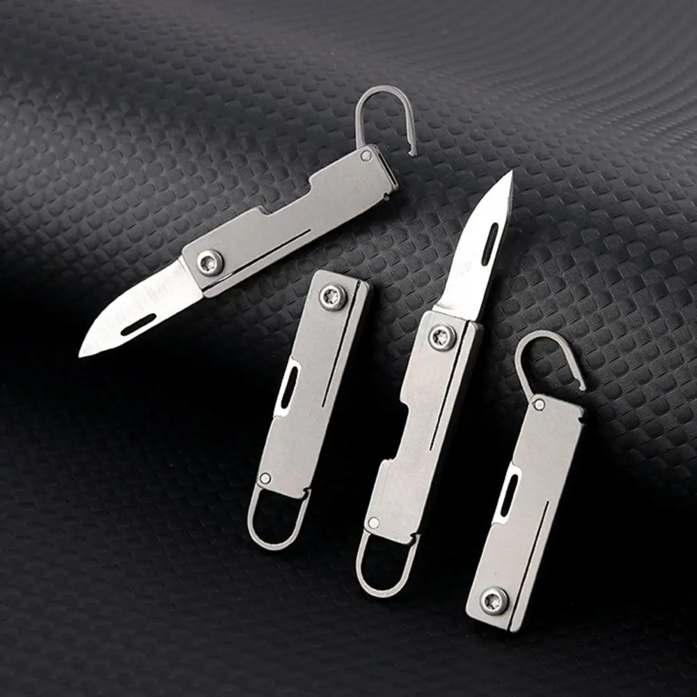 Foldable Metal Cutter Portable Alloy Mini Folding Pocket Cutter for Outdoor Travel Camping Hunting Sharp Blade Keychain