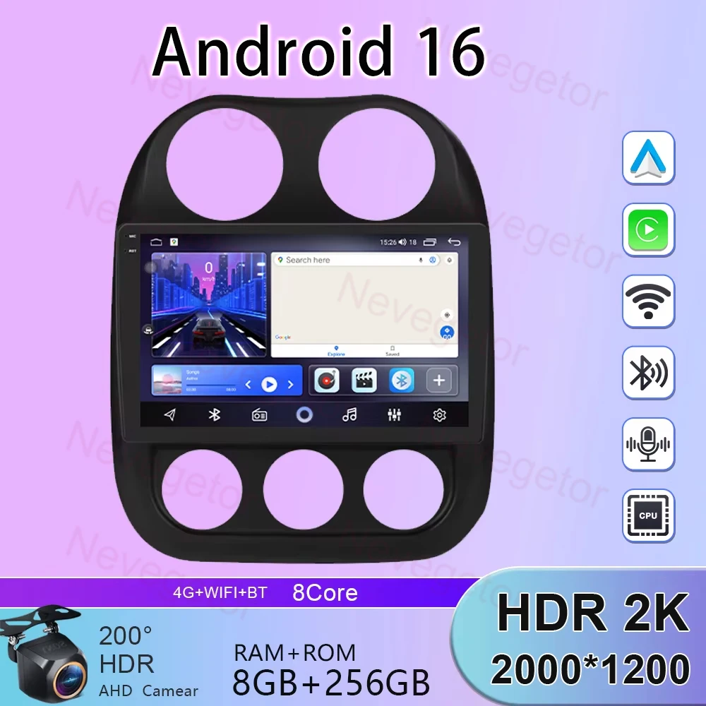 

Android Auto Car Radio For Jeep Compass Patriot 2011-2017 WIFI 4G Head Unit Multimedia Video Player Stereo GPS Navigation No DVD