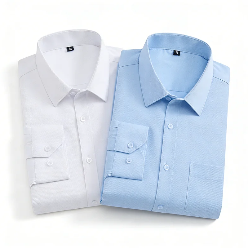 

Men's Classic Solid Color Long-sleeved Dress Shirt Fashion Upper Garment For Men Shirt Button Down Business Shirt Cotton Blend