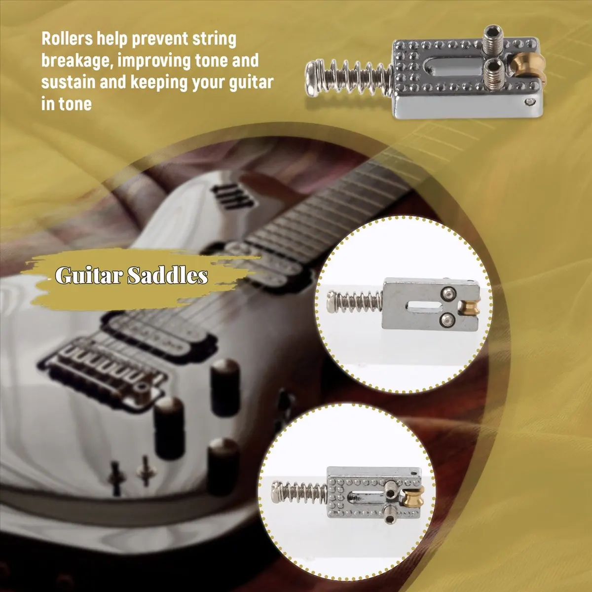 Eficiente: 6 monturas de trémolo de puente de rodillos con llave para guitarra eléctrica Fender Strat Tele, Color cromado