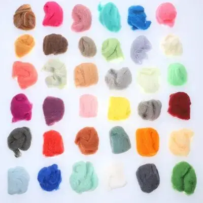 36 Colors Wool Roving Fibre Assorted Shades Needle Felting DIY Felting Fleece Reusable Pouch Craft Material Woolen Yarn for Felt