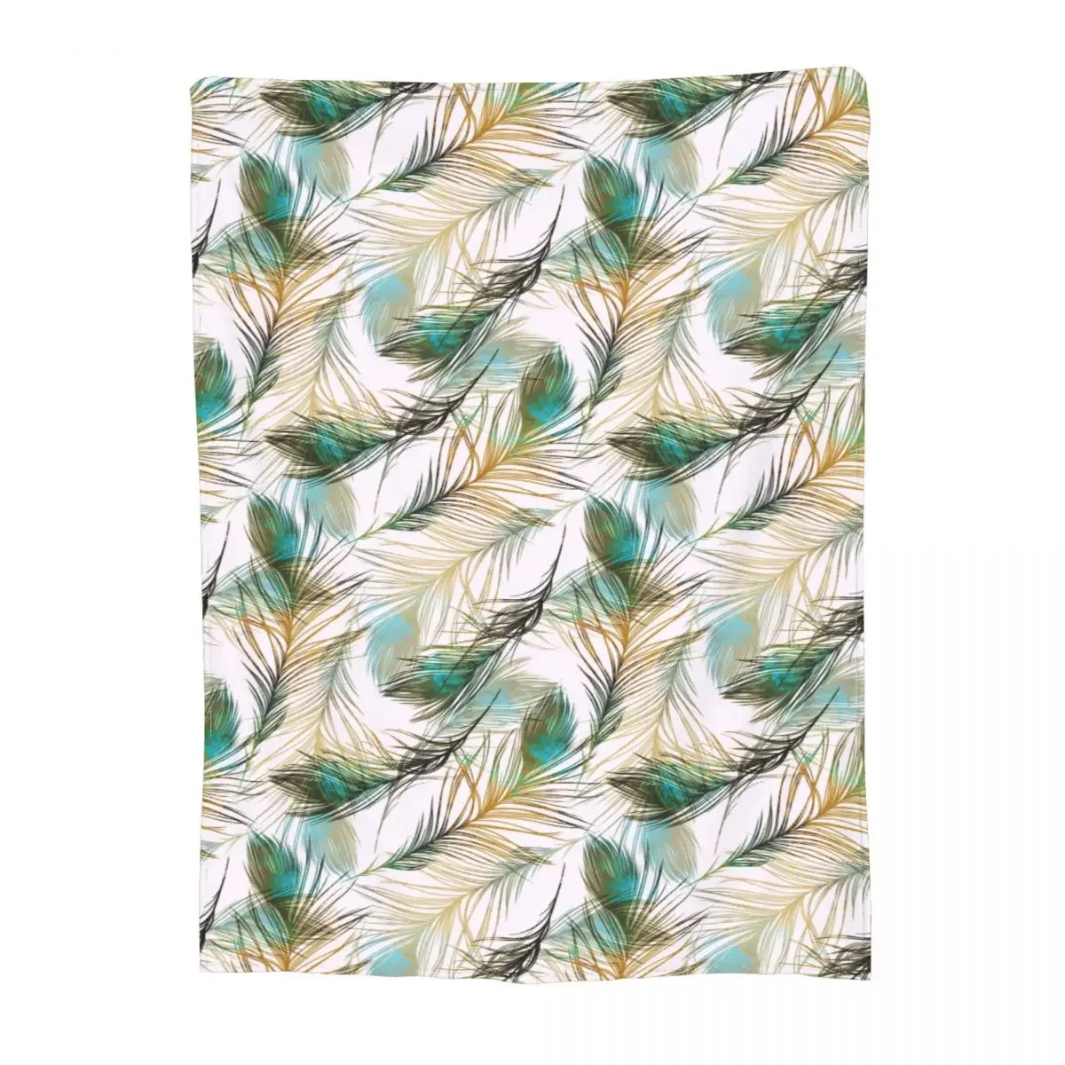 Beautiful Feather Blankets Flannel Spring Autumn Peacock Feathers Comfortable Super Warm Throw Blanket for Bed Office Bedspread