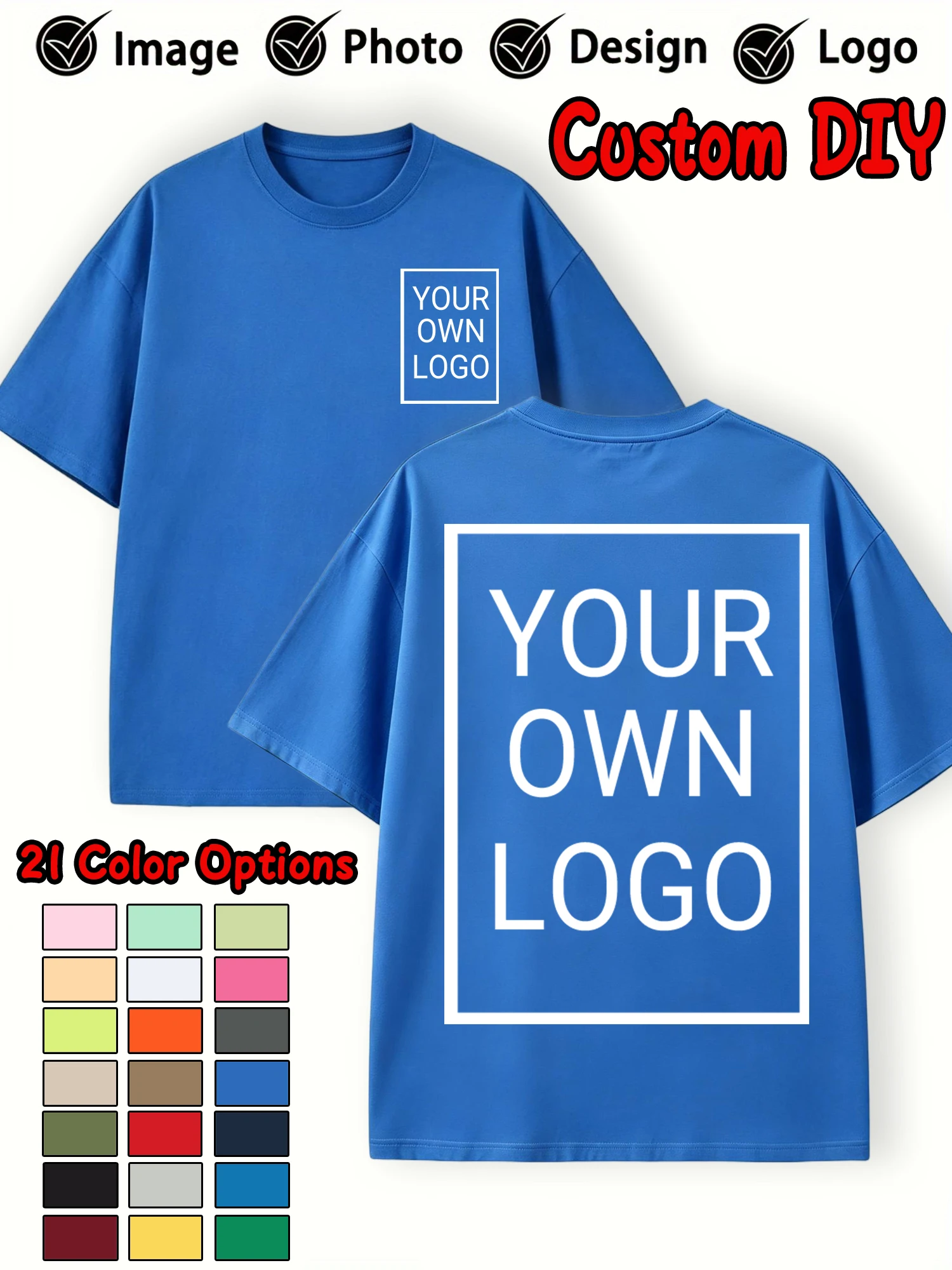 Male Summer Tee Shirts Personalized Pattern Basic Simple Short Sleeve Custom Text Cotton Soft Clothing Casual All-Match Workwear