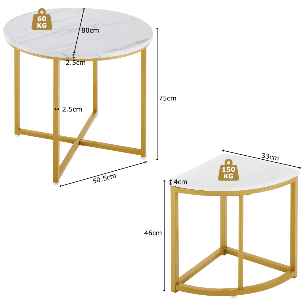 PINGGO Weißes Esstisch-Set mit 4 Samtstühlen, MDF-Tischplatte, vergoldeter Eisenrahmen, moderne Luxusmöbel für die Küche – Detail 6