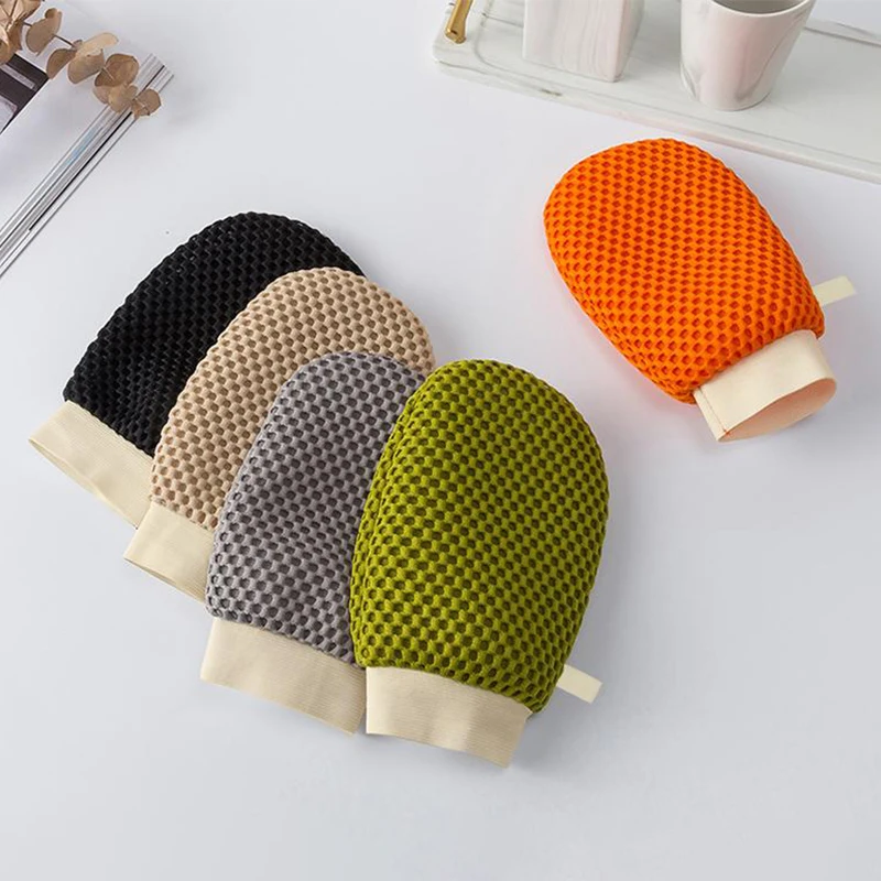 قفاز ليفة الحمام 2 في 1 مزدوج الجانب لإزالة الجلد الميت والأوساخ قفاز حمام قماش الاستحمام رغوة كيس الصابون يمكن وضع الصابون #6