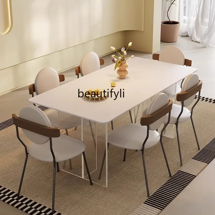 

lxSlate dining table acrylic suspension rectangular dining table modern dining table household