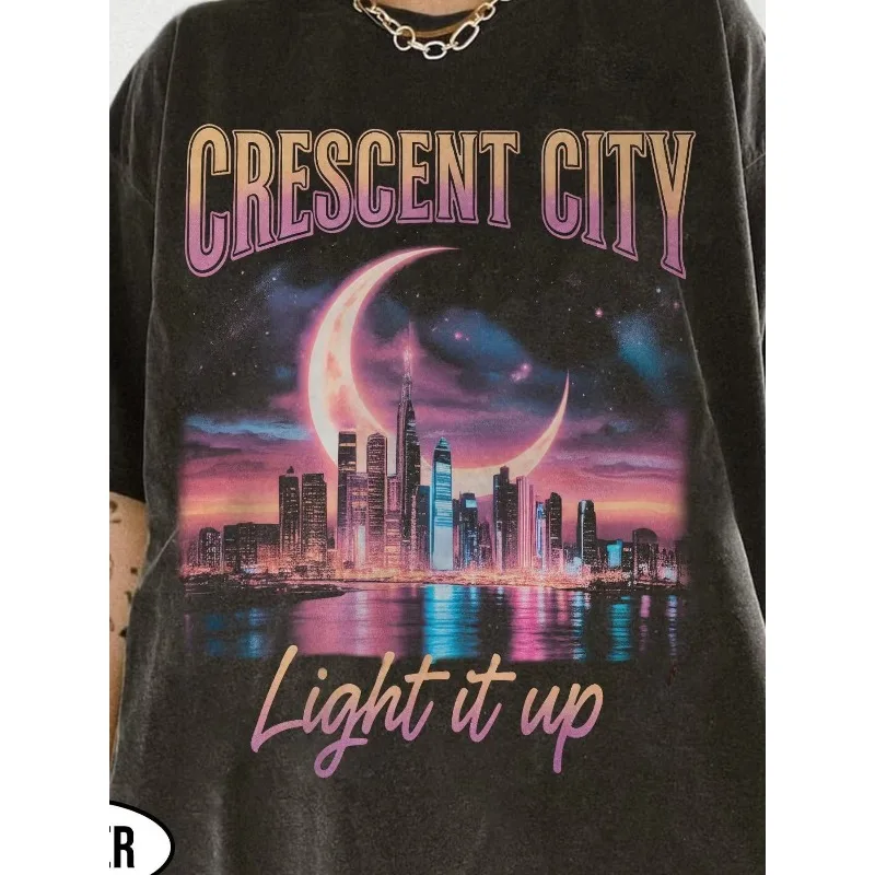 Men's New Moon Bootleg T-shirt Light It Up T-shirt Sarah J Maas New Moon Pattern T-shirt, Suitable for All Seasons Unisex Style