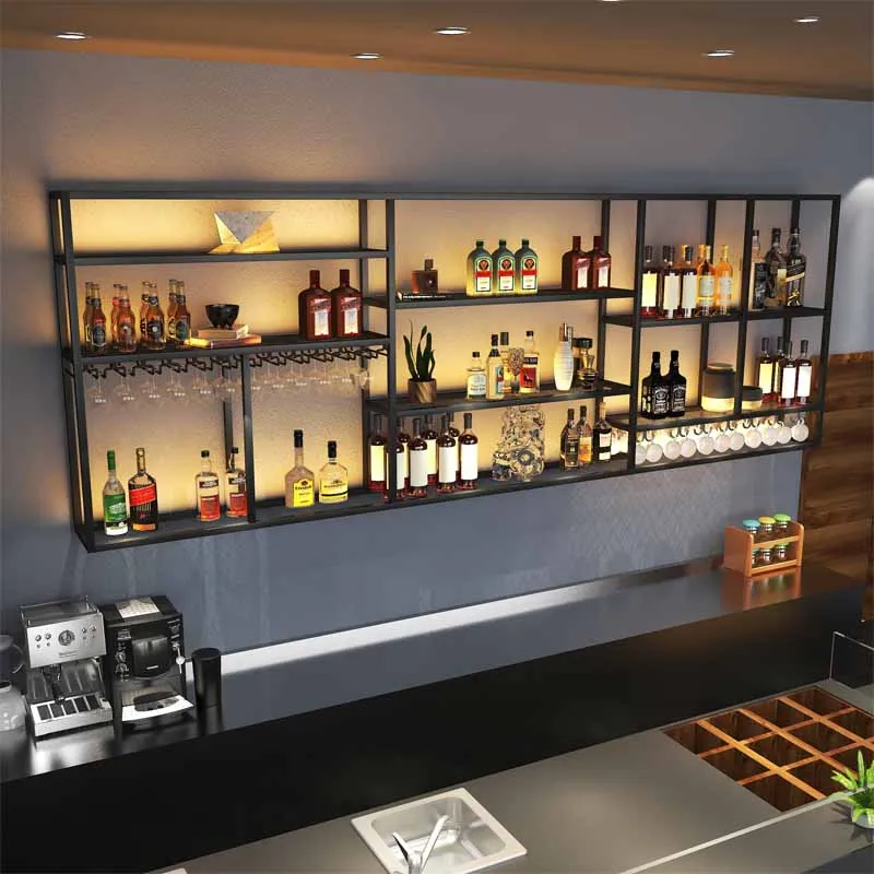 Wine rack Wine cabinet Wall-mounted bar Wrought iron wall display rack Restaurant front desk hanging cup holder Creative goblet