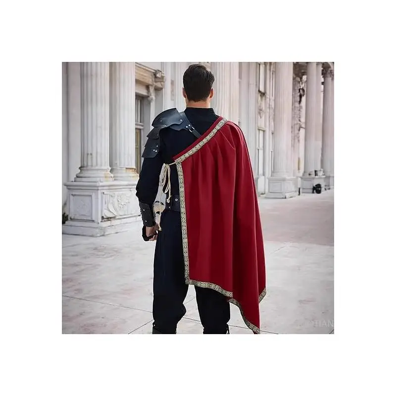 Middeleeuwse Tudor Mantel Renaissance Ridder Heren Halve Schouder Cape Zwarte Capuchon Bolero Ranger Cape Larp Kostuum Halloween Jas 2025 - afbeelding 2