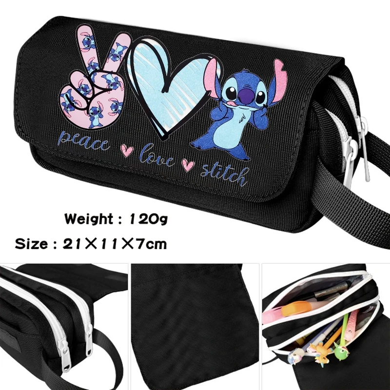 Disney Lilo Stitch Pencil Case Bag Large Capacity Pen Case Supplies Stationery Kawaii School Pencil Cartoon Cosmetic Bag