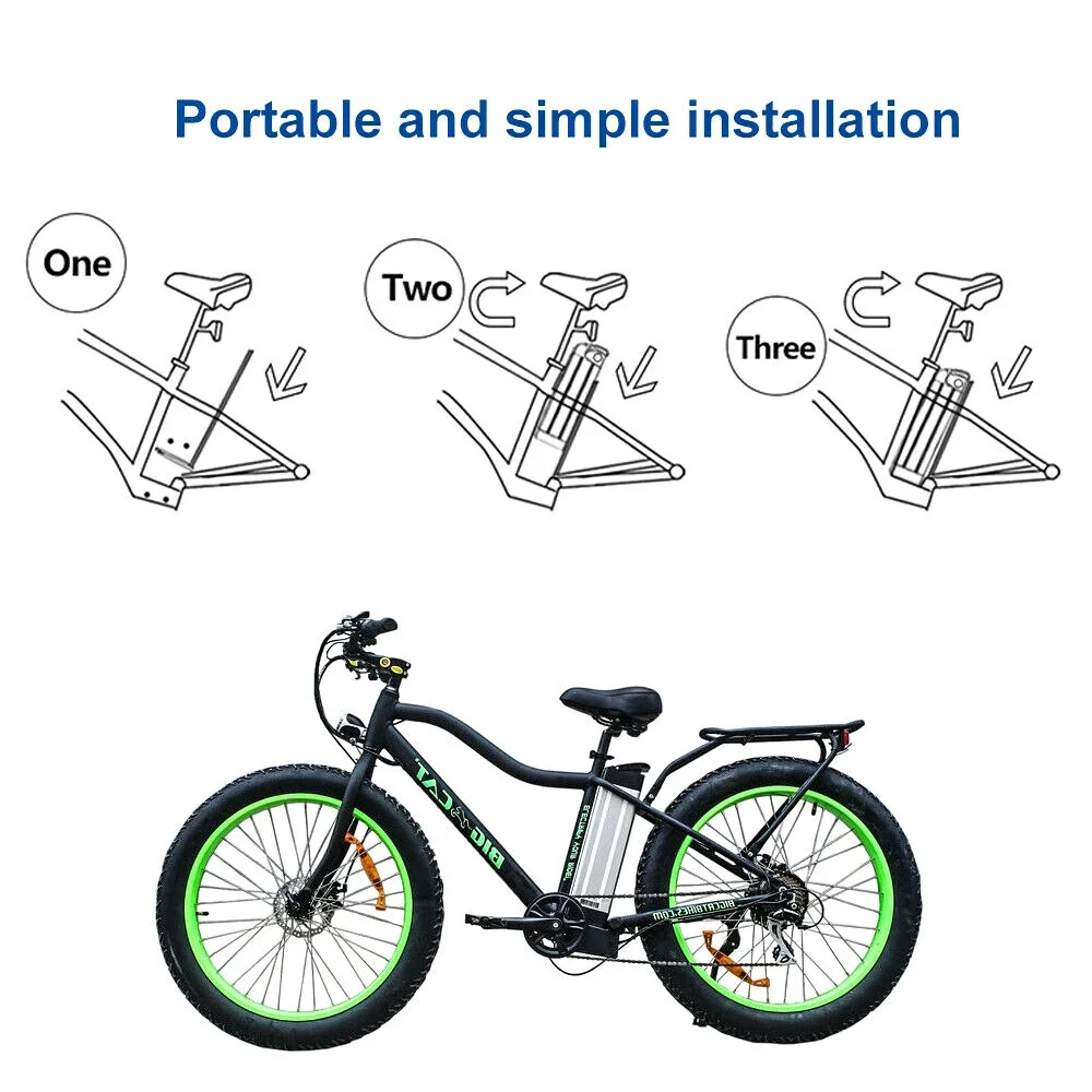 Silverfish-Bicicleta eléctrica de iones de litio, 48V, 20AH, 18AH, 16AH, 14AH, 1000W, paquete de batería 18650 + cargador