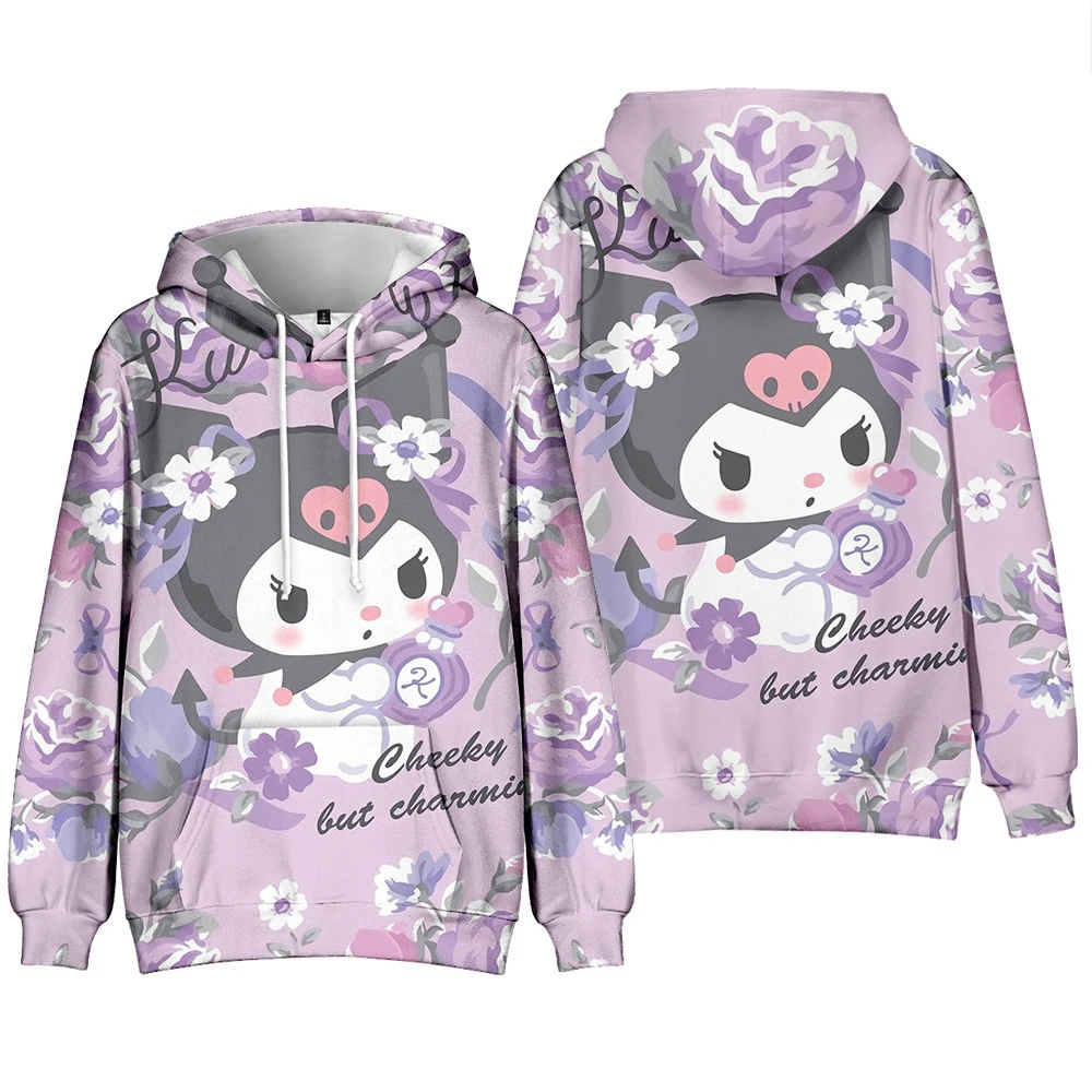 MINISO Girls Anime Cute Kuromi 3d Printed Hoodies Girl Long Sleeve Hooded Sweatshirt Girls & Women Lovely Pullover Tops Clothing