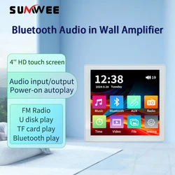 Bluetooth Wall Amplifier Smart Home Audio Touch Screen 4*25W Stereo Sound Music Panel  background music host Ceiling Speaker FM