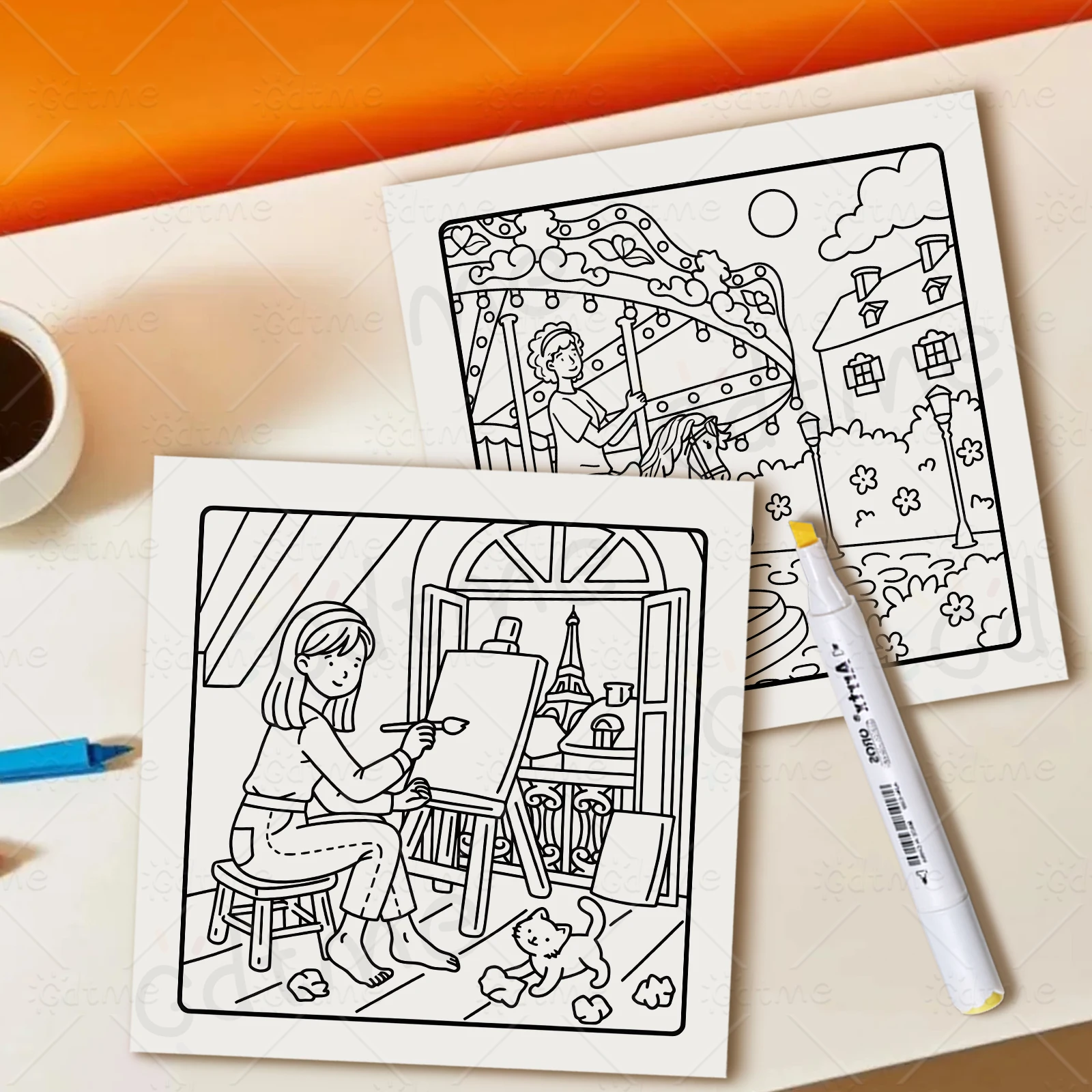 GIRL IN PARIS Bold-easy Patterns Coloring Book for Adults Cute Drawing Book Perfect Gift for Party and Birthday ﻿ image 6